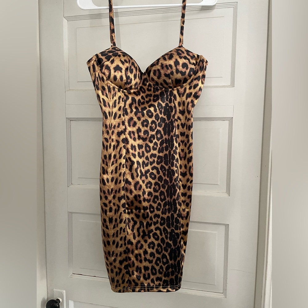 Leopard Print Satin Dress